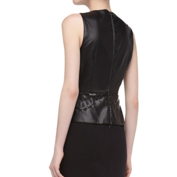 Laundry By Shelli Segal Black Leather Peplum Dress - Picture 4 of 8